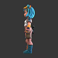3D Teal Haired Character Wearing Goggles White Top Brown Pants Green Boots Front Back View