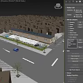 Electric Vehicle Charging Station Building With Roadside Trees And Vehicles