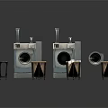 Washing Machines With Metal Laundry Baskets In Modern Functional Laundry Room Setup