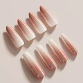 Elegant Long Press on Nails with Gradient Pink to White Shiny Design