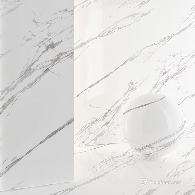 Elegant White Spherical Component With Smooth Surface On Marble Texture Background 3d model 