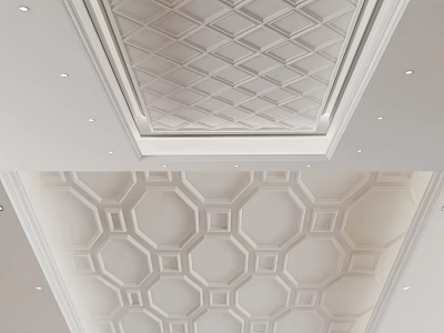 Elegant Modern White Ceiling Design With Intricate Diamond And Hexagonal Patterns 3d model