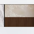 Modern Minimalist Bedroom Accent Wall With Marble Texture Floral Pattern And Wooden Panel