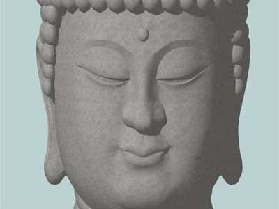 Stone Buddha Head Sculpture With Intricate Carving Decorative Headdress And Serene Expression 3d model
