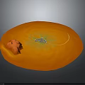 Modern Orange Round Furniture Table With Red Decorative Item And Blue Small Ornaments