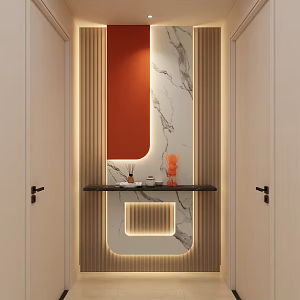 Cream Simple Style Rock Board Light Strip Hermes Orange Corridor End View Entrance 3d model