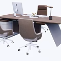 Modern Office Desk With Wooden Top Computer Monitor Desk Lamp And Office Chair