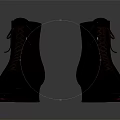 Black Leather Lace Up Ankle Boots With Pointed Toe And Block Heel Design