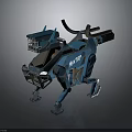 Blue Mechanical Quadruped Robotic Equipment With Metal Legs And Grille Structure