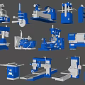 Various Blue Industrial Equipment Including Machine Tools And Mechanical Devices 3d model