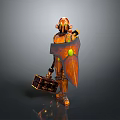 Household Storage Box And Green Spherical Item Held By Orange Armored Figure