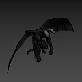 Game and Movie Demon Character with Bat Wings Horns Red Eyes and Dark Skin