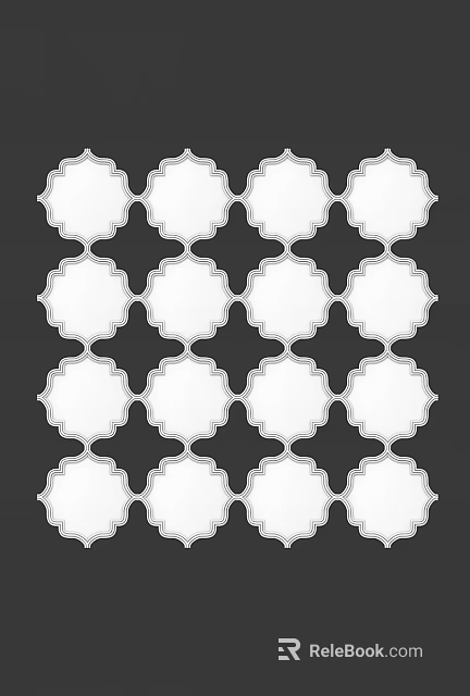 Modern Background Wall with Repeating White Geometric Patterns on Dark Surface 3d model