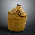 Yellow Canvas Covered Canteen With Metal Clasps For Daily Living Essentials