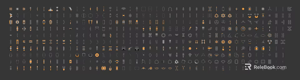 Collection of Various Icon Designs Including Tools Elements and Symbols 3d model 