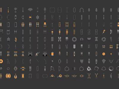 Collection of Various Icon Designs Including Tools Elements and Symbols 3d model
