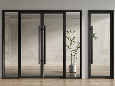 modern glass door glass double door glass door for office 3d model