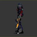 Optimus Prime Robot Character With Red Blue White Armor And Mechanical Weapons Standing Pose Design