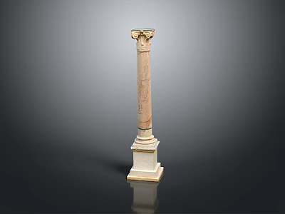 Scenic View Of Classical Column With Base Capital Gray Gradient Background And Ground Reflection 3d model
