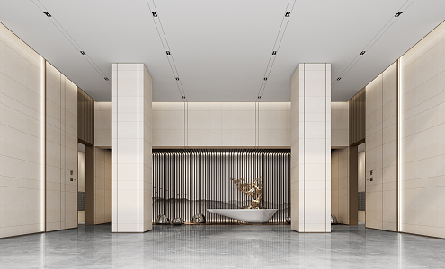 New Chinese Hall Office Lobby 3d model