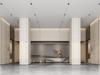 New Chinese Hall Office Lobby 3d model