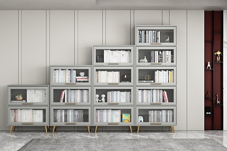 Modern Bookcase Bucket Cabinet 3d model