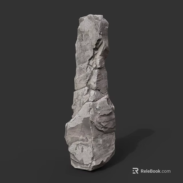 Tall Natural Stone Pillar with Vertical Structure and Rough Textured Surface in Natural Setting 3d model 
