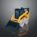 Pixel Art Yellow Utility Loader Vehicle With Black Bucket White Wheels And Cab