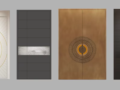 Modern Security Door Designs With Sleek Metal Finish Decorative Circular Patterns And Multiple Colors 3d model