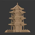 Traditional Chinese Multi tiered Pagoda With Ornate Eaves Stone Steps And Decorative Base