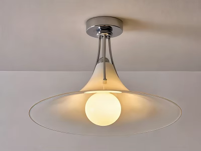 Modern Chandelier Design With Transparent Glass Shade Silver Base And White Bulb 3d model