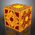 Decorative Household Cube With Yellow Red Intricate Patterns And Surface Design