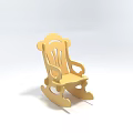 Light Yellow Wooden Rocking Chair With Simple Design Curved Armrests And Slatted Backrest