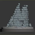 Blue Stone Tower Model With Spiral Staircase And Gravel Base