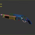 Tactical Weapon Design With Metallic Surface Wooden Grip And Barrel Sights