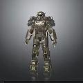 Metallic Armored Robot With Detailed Mechanical Body And Shiny Armor Components