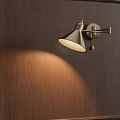 Modern Wall Lamp With Conical Shade Mounted On Dark Wooden Wall Soft Lighting