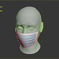 White Mannequin Head Wearing Light Blue Surgical Mask On Dark Background