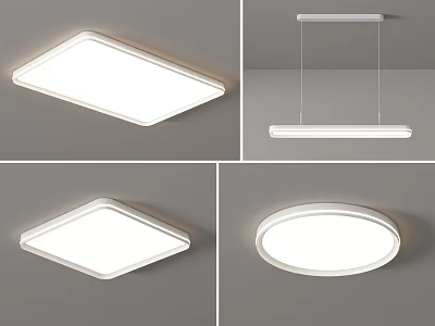 Modern Sleek LED Ceiling Lights With Different Shapes Square Round And Rectangular Design 3d model