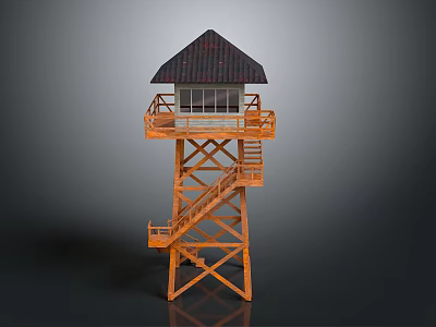 Scenic Wooden Watchtower With Black Roof Orange Structure And Observation Deck 3d model Scenic Wooden Watchtower With Black Roof Orange Structure And Observation Deck 3d model