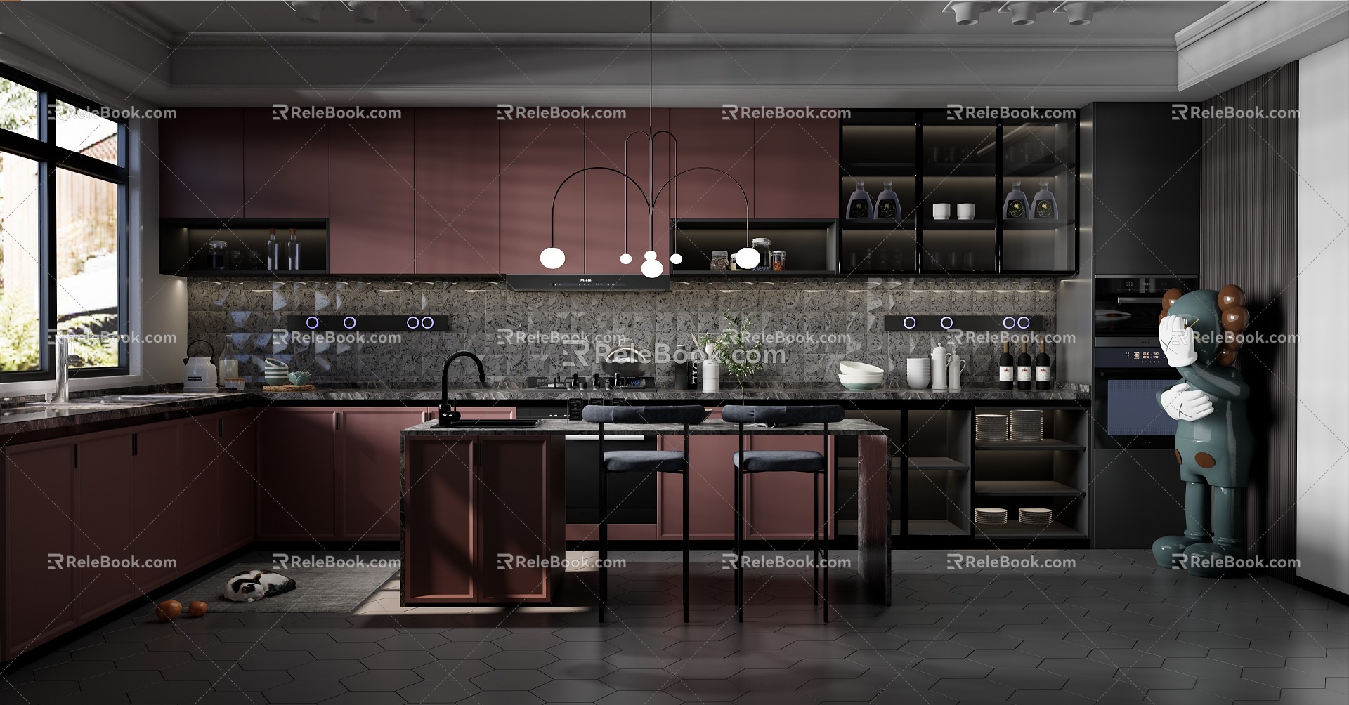 Kitchen Cabinet Kitchen Bar Light Luxury Fashion 3d model