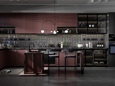 Kitchen Cabinet Kitchen Bar Light Luxury Fashion 3d model