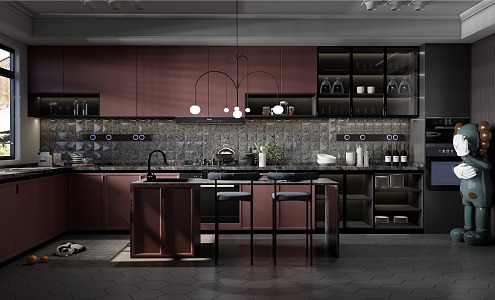 Kitchen Cabinet Kitchen Bar Light Luxury Fashion 3d model