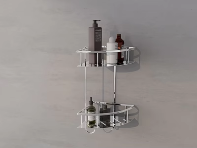 Bathroom Accessories Wall Mounted Two Tier White Stainless Steel Shower Caddy 3d model