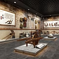 Traditional Farming Tools Museum Interior With Ancient Agricultural Implements Wall Paintings And Display Platforms