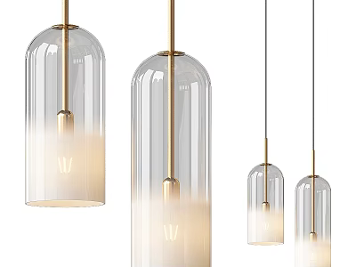 Modern Glass Pendant Lights With Gold Metal Frame And Transparent Shade Design 3d model