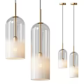 Modern Glass Pendant Lights With Gold Metal Frame And Transparent Shade Design