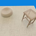 Woven Beige Leisure Chair with Round Cushion and Small Side Table on Woven Rug