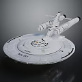 Detailed White Spaceship Model NCC 1701 With Disc Shaped Hull And Engines