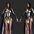 Elegant Game and Movie Character in Blue White Gold Robe with Ornate Patterns and Necklace